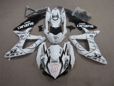 Weiß Schwarz Corona Extra Motul 8 Suzuki GSXR 600 K8 08-10 Motorrad Verkleidungen
