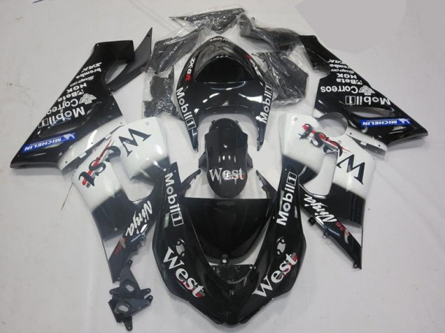Weiß Schwarz Kawasaki ZX6R 05-06 Motorrad Verkleidung Weiß Schwarz Kawasaki ZX6R 05-06 Motorrad Verkleidung