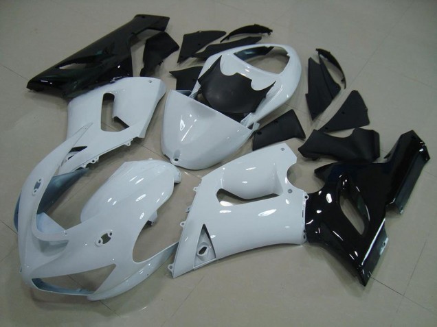Weiß Schwarz Kawasaki ZX6R 05-06 Motorrad Verkleidungen